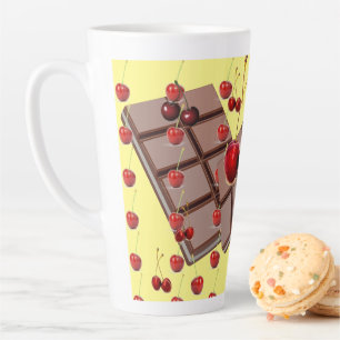 Caneca De Café Latte Choolate & Cherries com amarelo