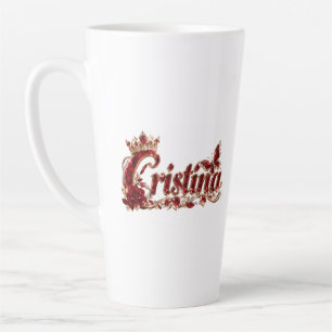 Caneca De Café Latte Christina Ruby Crystal Luxo Nome