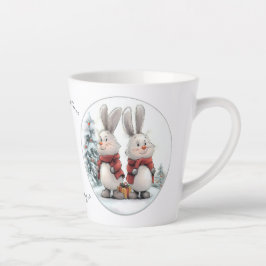 Caneca De Café Latte Christmas Bunny and gift, personalized 