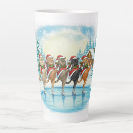 Caneca De Café Latte Christmas Cat Skaters, Latte Mug