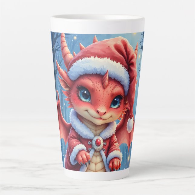 Caneca De Café Latte Christmas dragon, too cute to arrest,  (Frente)