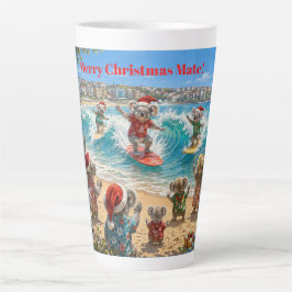Caneca De Café Latte Christmas Koalas Surfing Bondi Beach Mate!