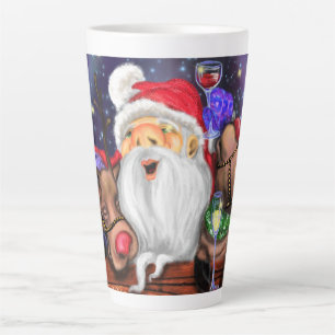 Caneca De Café Latte Christmas Latte Mug Gift Santa and Reindeers Fun