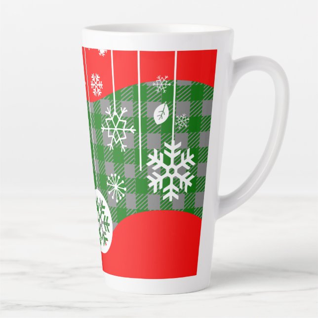 Caneca De Café Latte Christmas Latte Mug – White Ornaments (Direita)