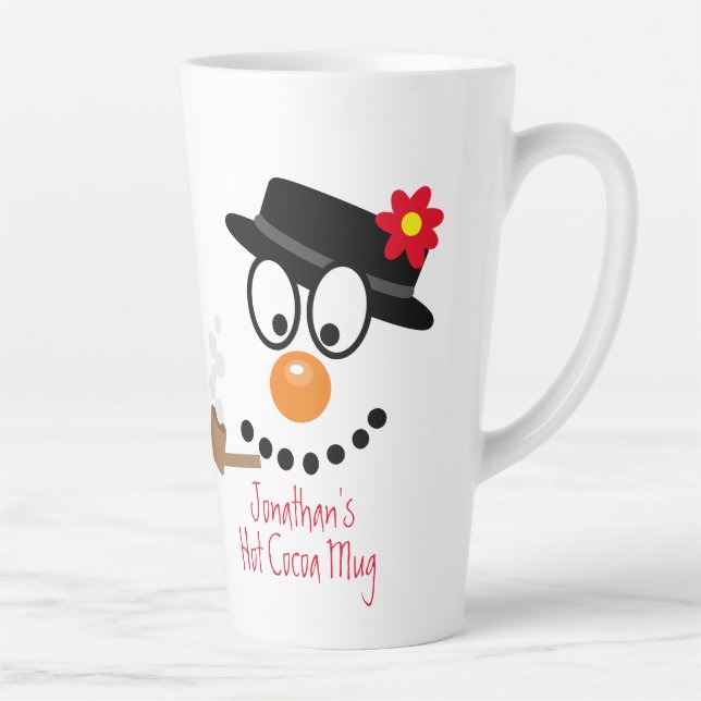Caneca De Café Latte Christmas Snowman Cartoon Personalized Hot Cocoa (Direita)