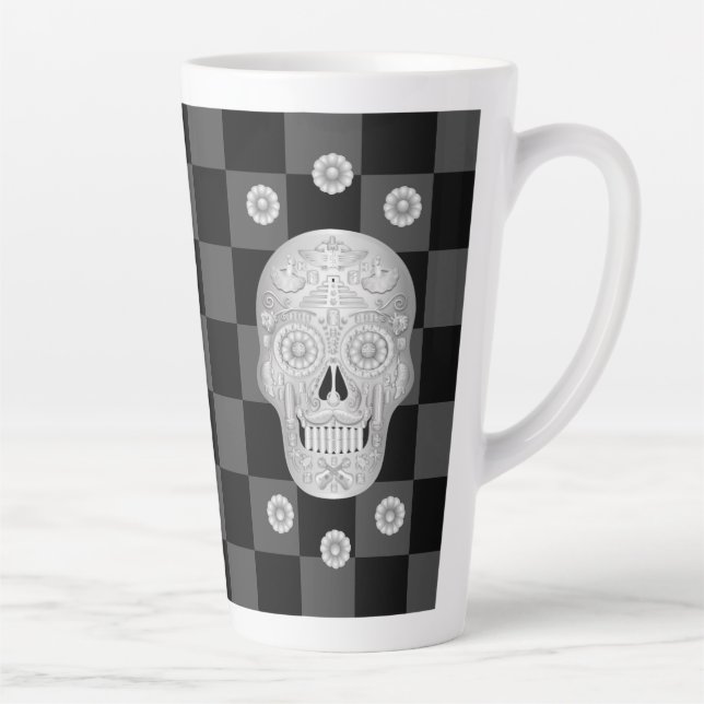 Caneca De Café Latte Chrome Calavera Watch (Direita)