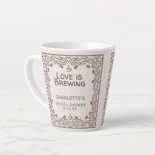 Caneca De Café Latte Chuva de Amor Marrom Caprichoso para Chá de Noiva
