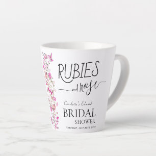 Caneca De Café Latte Chuva de cores Rosa Rubi em Letra cursiva feminina