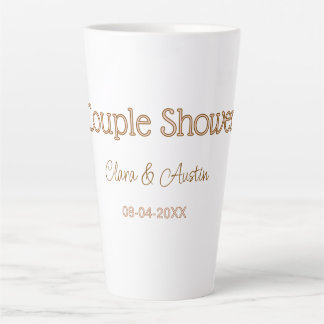 Caneca De Café Latte chuva de presentes casal nome data marrom rosa pas