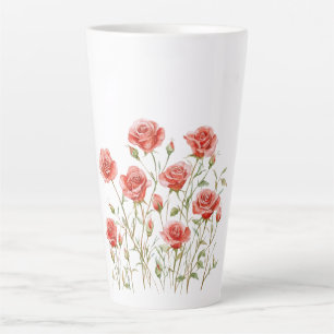 Caneca De Café Latte Chuva de Rosas Vermelhas Românticas Rosa Chuveiro 