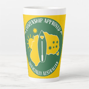 Caneca De Café Latte Cidadania Australiana Oferece Parabéns