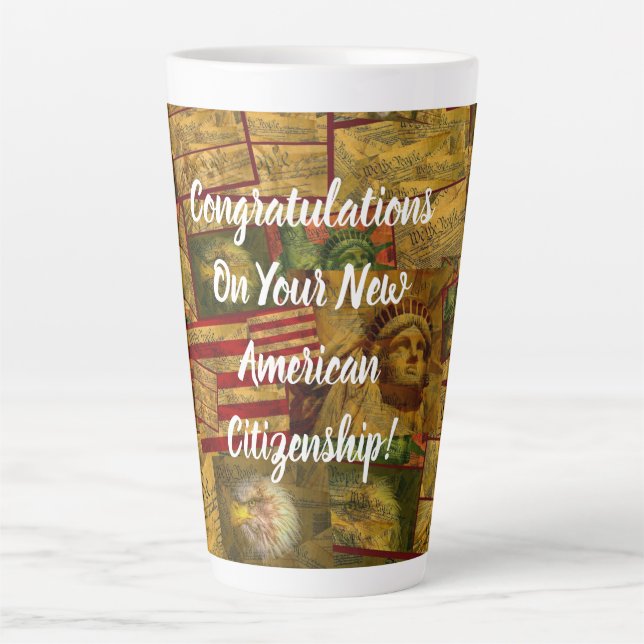Caneca De Café Latte Cidadania dos EUA (Frente)