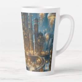 Caneca De Café Latte Cidade Antiga Futurística Steampunk com medusa