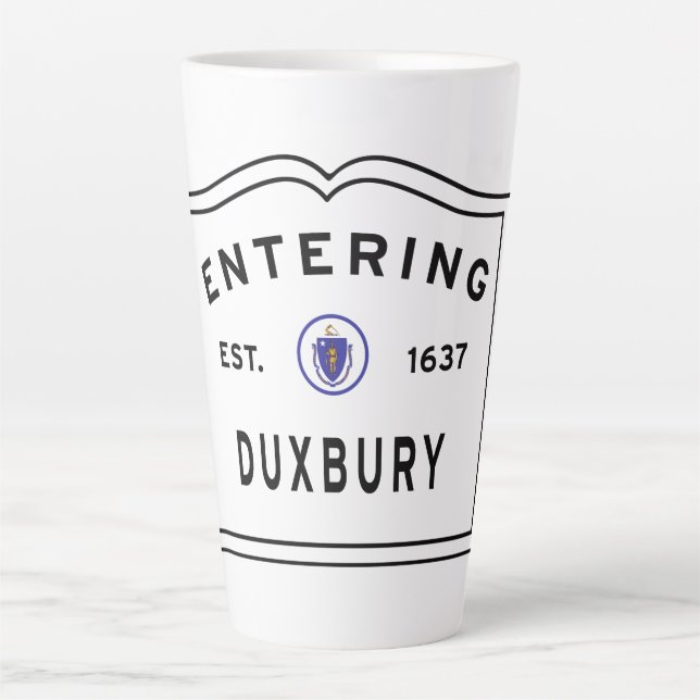 Caneca De Café Latte Cidade de Duxbury Massachusetts (Frente)