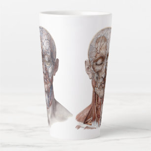 Caneca De Café Latte Ciência de Anatomia Humana Antiga, Cabeça Garganta