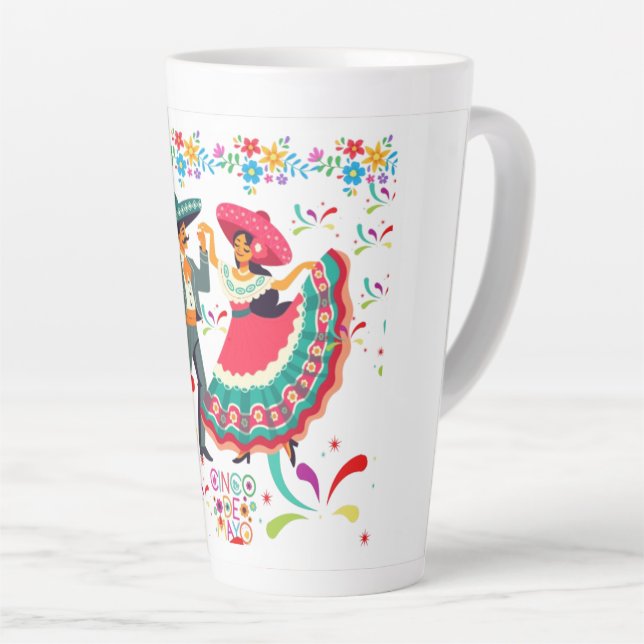 Caneca De Café Latte Cinco colorwave branco (Ângulo direito)