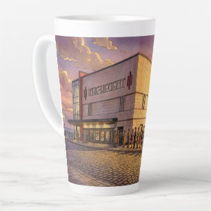 Caneca De Café Latte Cinema Regent ao pôr do sol, Redcar