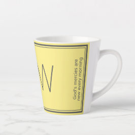 Caneca De Café Latte Cinza amarelo | Moderno | Motivação | MONOGRAMA