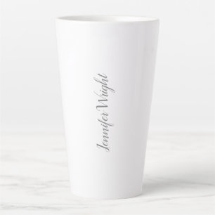 Caneca De Café Latte Cinza de letra profissional mínima branca