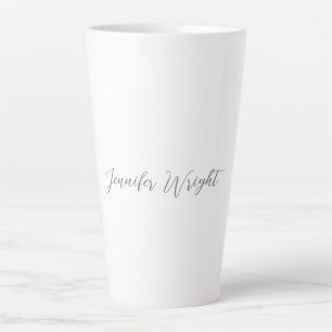 Caneca De Café Latte Cinza de letra profissional mínima branca