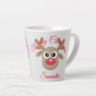 Caneca De Café Latte Cinza de Prata de Cartoon de Reindeão Cute de Nata