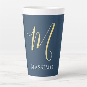 Caneca De Café Latte Cinza Escuro Jasmine Monograma Nome Próprio Presen