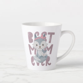 Caneca De Café Latte Cinza Fox Mãe e Cub - Melhor Mãe De Todos