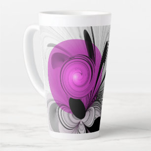 Caneca De Café Latte Cinza Negra abstrato com Fratura Magenta