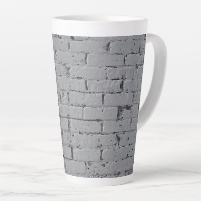 Caneca De Café Latte Cinza Pintada de Muro de tijolos (Ângulo direito)