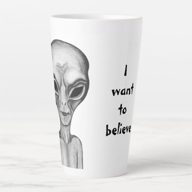 Caneca De Café Latte Cinza, quero acreditar (Frente)
