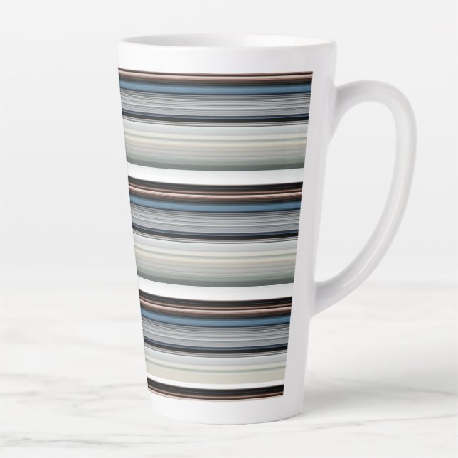 Caneca De Café Latte Cinzas brancas listras brancas (Direita)
