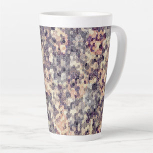 Caneca De Café Latte Cinzas, geometria bege