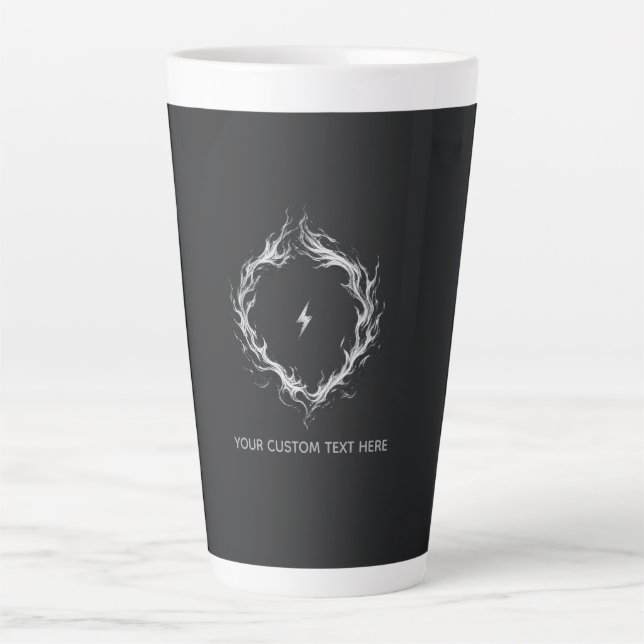 Caneca De Café Latte Círculo de Energia Abstrata – Texto Personalizável (Frente)