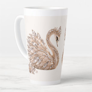 Caneca De Café Latte Cisne de Cristal de Luxo