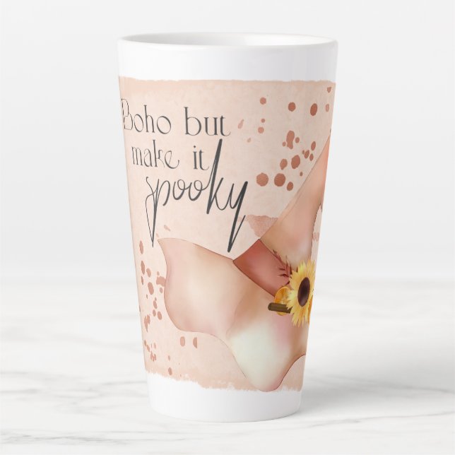 Caneca De Café Latte Citação Boho Outono (Frente)