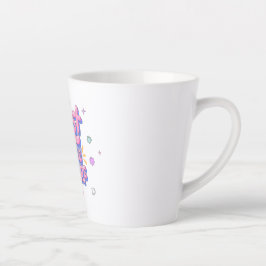 Caneca De Café Latte Citação com Letras Balão Coloridas