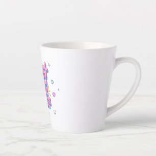 Caneca De Café Latte Citação com Letras Balão Coloridas