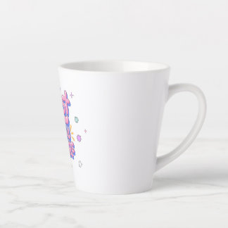 Caneca De Café Latte Citação com Letras Balão Coloridas