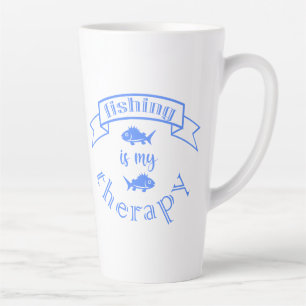 Caneca De Café Latte Citação da fita de banner A pesca é a minha terapi