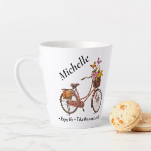 Caneca De Café Latte Citação de Bicicleta Vintage