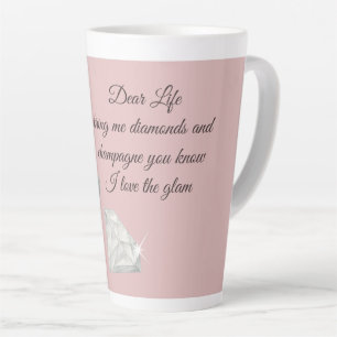 Caneca De Café Latte Citação Diamantes e Champanhe – Edição Querida Vid
