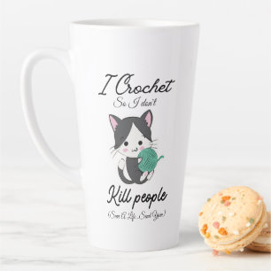 Caneca De Café Latte Citação Divertida de Crochê Design para Amantes de