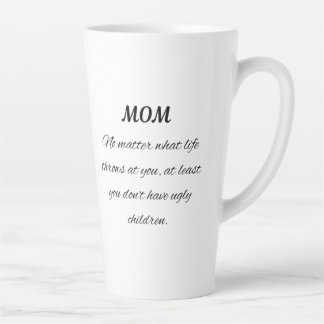 Caneca De Café Latte Citação Divertida de Mãe Arte de Roteiro Elegante