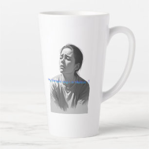 Caneca De Café Latte Citação Divertida de Terapia - Meu Terapeuta Diz q