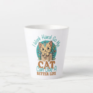 Caneca De Café Latte Citação Divertida para Amante de Gatos Gráfico de