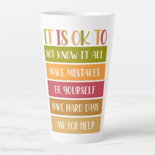 Caneca De Café Latte Citação do Bem-Estar Inspirador