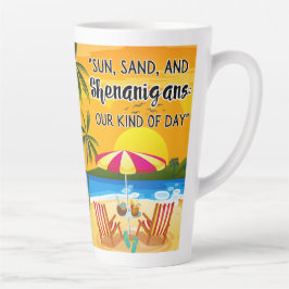 Caneca De Café Latte citação do pôr do sol na praia