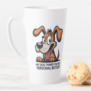 Caneca De Café Latte Citação engraçada de cachorro mordomo desenho anim