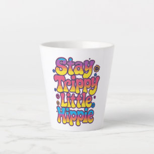 Caneca De Café Latte Citação Hippie Trippy Arco-íris Vibrante