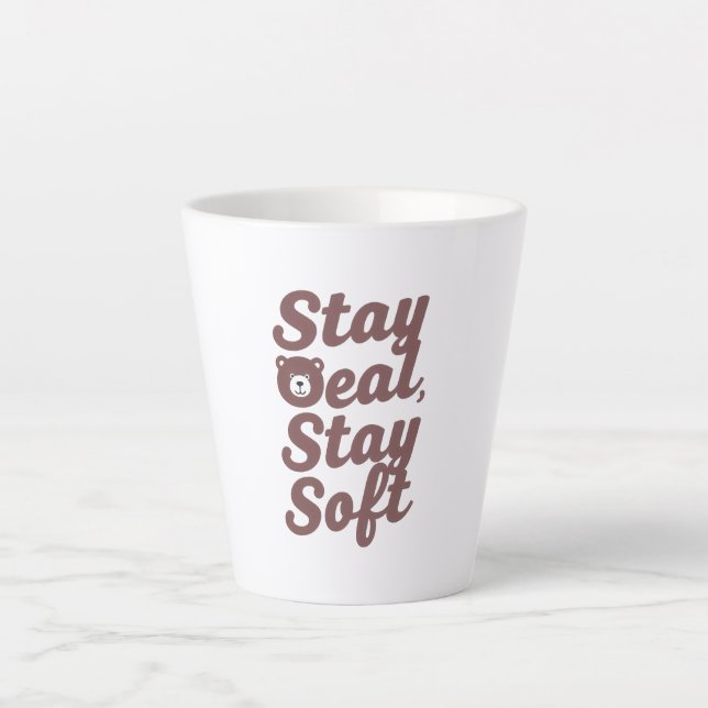 Caneca De Café Latte Citação Inspiradora de Bondade com Urso Aconchegan (Frente)